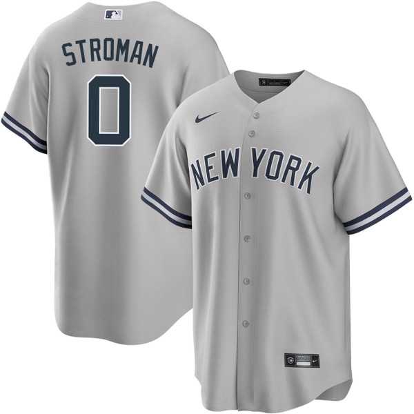 Mens New York Yankees #0 Marcus Stroman Gray Cool Base Stitched Baseball Jersey Dzhi